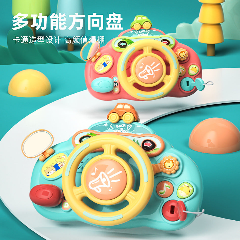 Wholesale children's realistic steering wheel toy - baby simulation car driving console - multifunctional early education educational toy