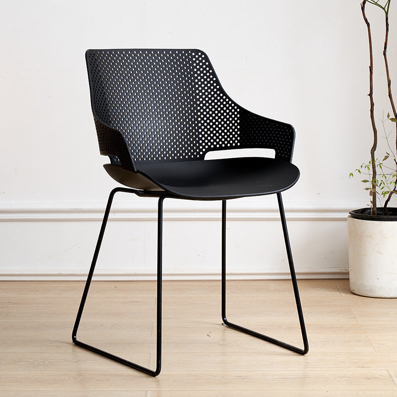Nordic style iron and plastic backrest dining chair - suitable for dining room, outdoor, bedroom vanity, library, and casual seating