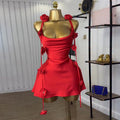 European and american cross-border women's fashion:  summer new arrival - high-end, elegant red floral print short cami dress