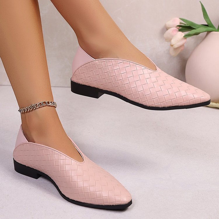 spring & fallnew arrival two-wear woven casualflats women's flatsv mouth pointed toe soft leather low heel professional flats43
