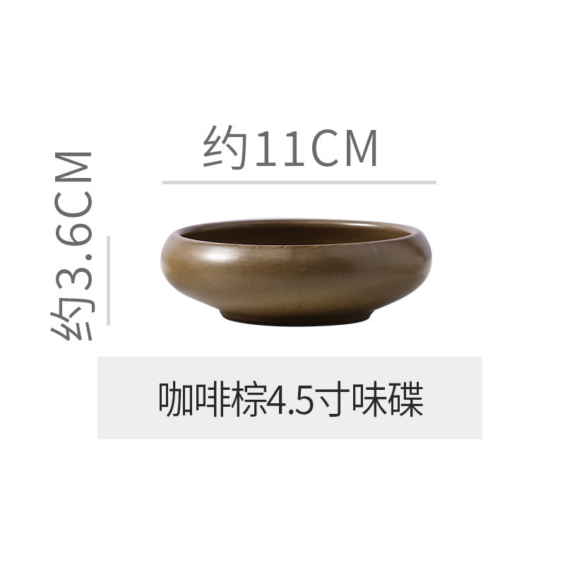 Japanese retro ceramic snack plate stylishfor home restaurant seasoning plate dipping plate rice bowl stoneware dessert bowl