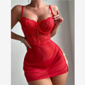 new  fashion cross-border sexy lace mesh patchwork slit semi-sheer see-through lingerie