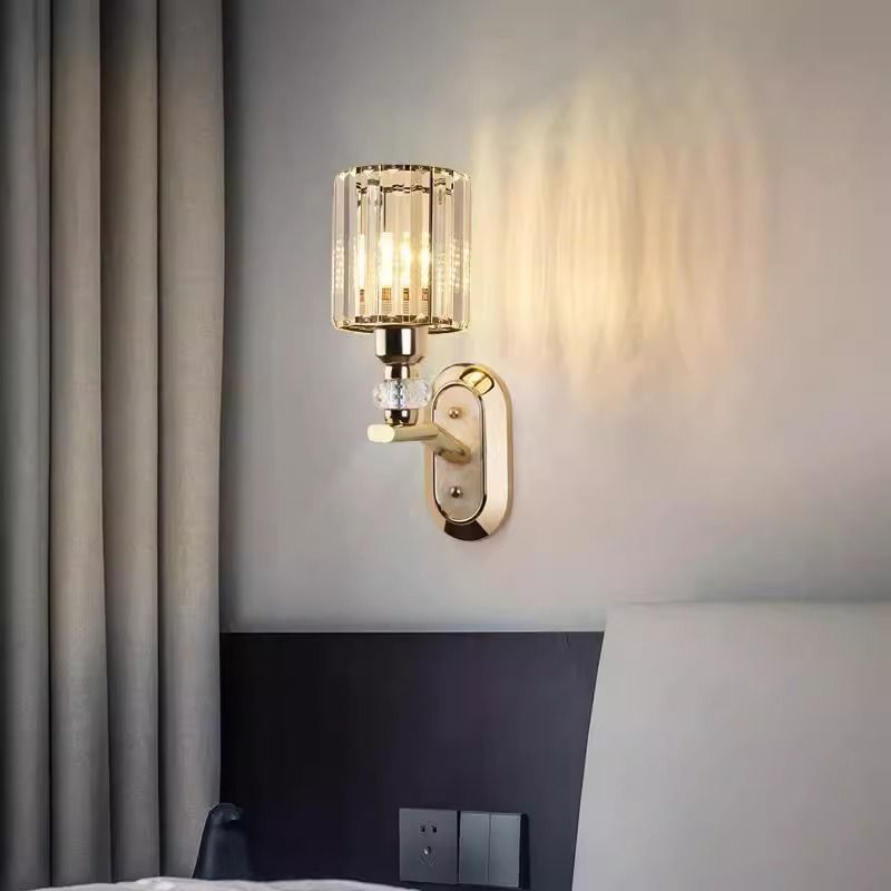 Minimalist modern luxury crystal wall sconce - bedroom bedside lamp, wall light for stairwells, hallways, living room accent wall, led lighting fixture