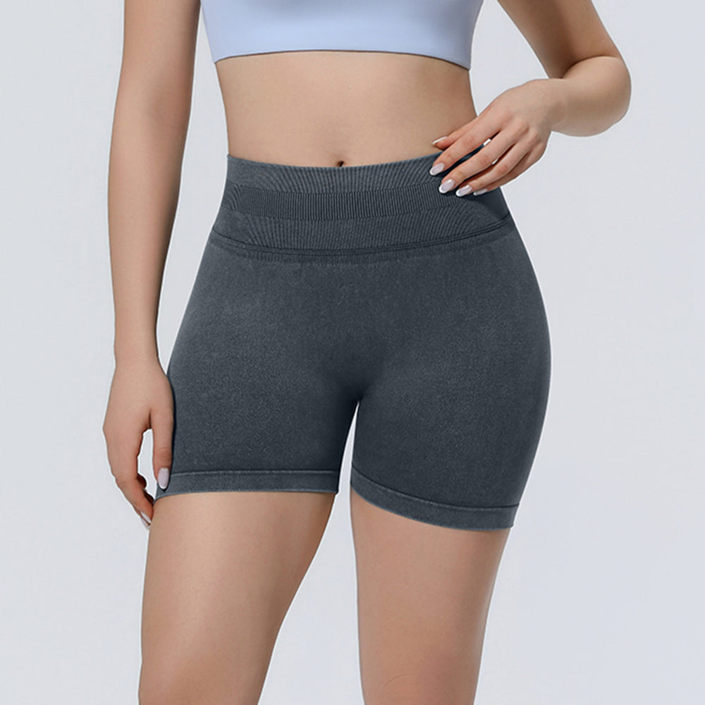 New seamless sand wash yoga shorts - high waist, butt-lifting, compression workout shorts for women - perfect for outdoor running, training, and fitness