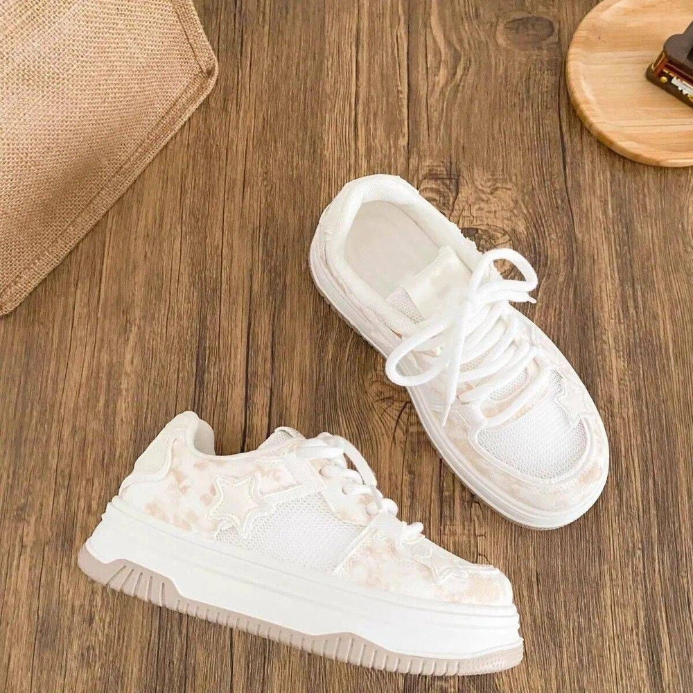 Star white shoes women's summer breathable mesh shoes new arrival with skirt shoes easiest for matchthick sole sports sneakers