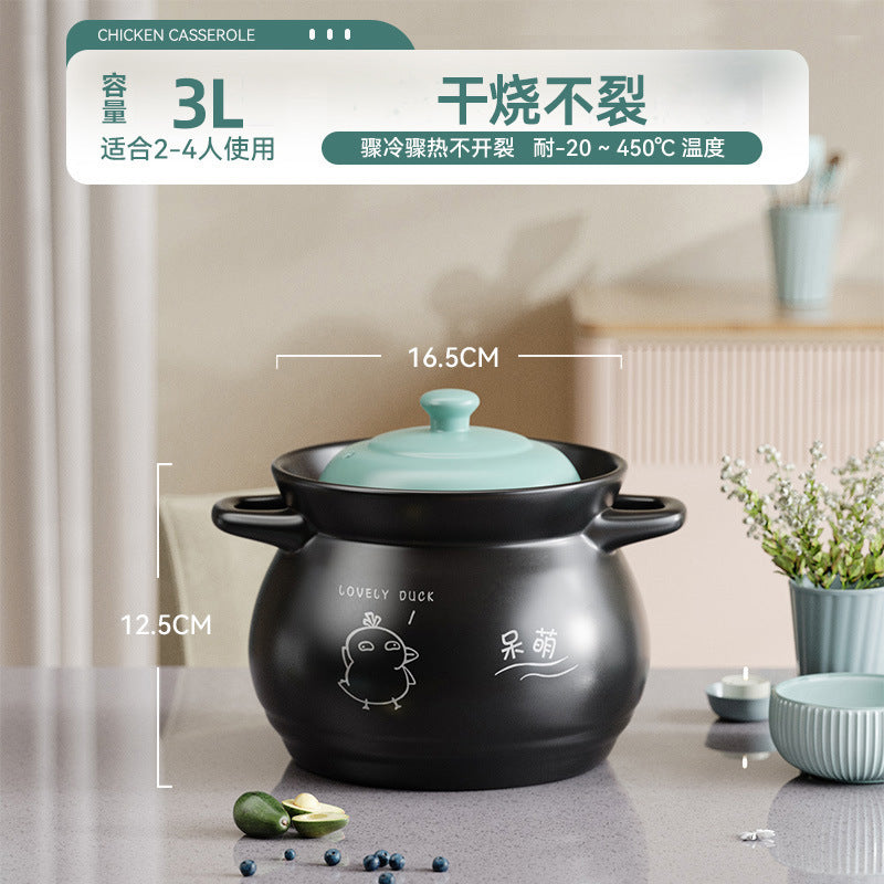 Casserole for home high temperature resistant dry burning without cracking soup stew ceramic small casserole gas stove special soup pot