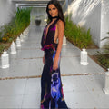 European and american women's apparel cross-border trade manufacturer:  new digital print sexy cowl neck long/midi dress