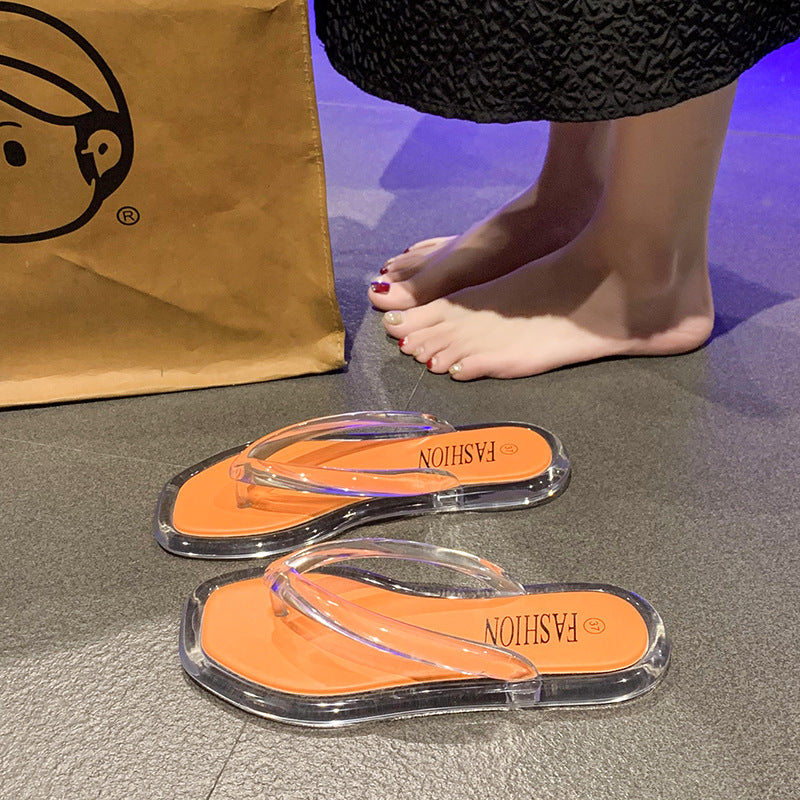 Trendy crystal flip-flops for women, summer 2024 new arrival, indoor non-slip, popular thong sandals