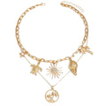 Wholesale european and american beach accessories, starfish and shell necklaces, accessible luxury niche sun pendant stacking collarbone necklaces for women