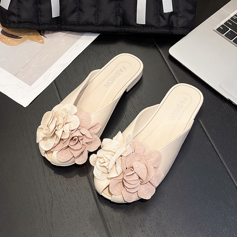 2025 summer new fashion closed-toe flat mules - women's floral cutout fairy style sandals for dressing up and out, perfect with skirts