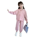 Girls' fall outfit : stylish new autumn collection for kids - trendy activewear tracksuit set for older girls, perfect for spring and autumn