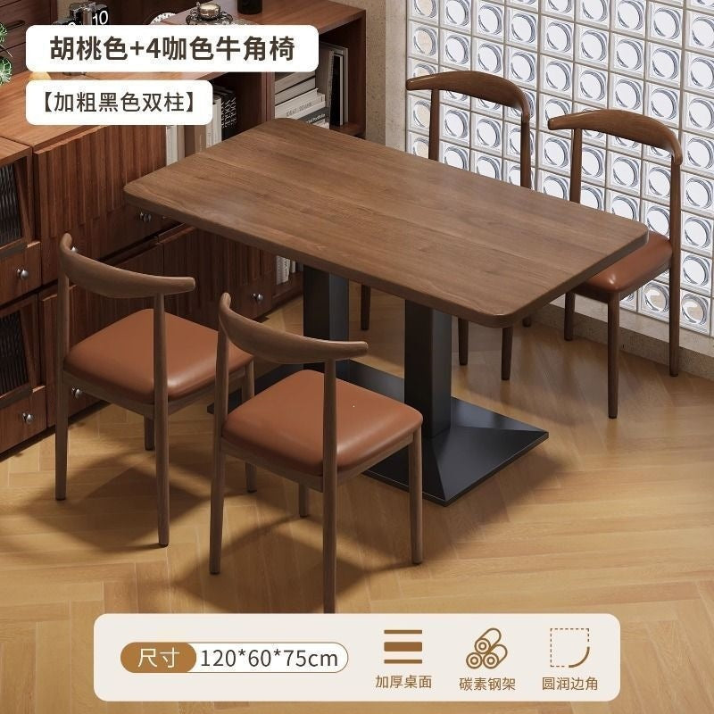 Commercial restaurant tables and chairs breakfast restaurant snack noodle shop long table milk tea barbecue restaurant one table four chairs combination dining chair