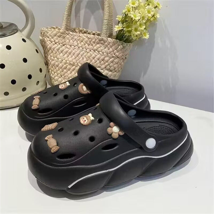 Women's clogs summer wholesale outdoor wear 2024 new thick sole beach couple closed toe half slippers women's sandals