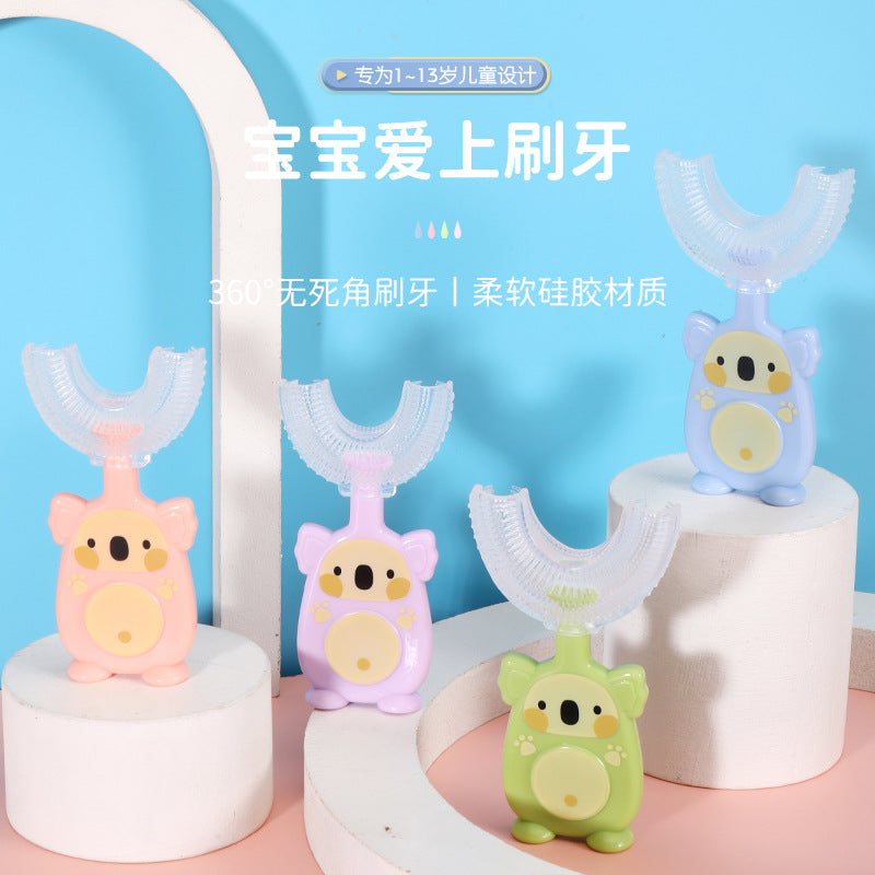 English card new manual children's U-shaped toothbrush silicone toothbrush baby mouth type oral cleaning manual U-shaped