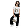 Girls' summer outfit  new style kids short-sleeve t-shirt two-piece set, korean style chic girl's bowknot set