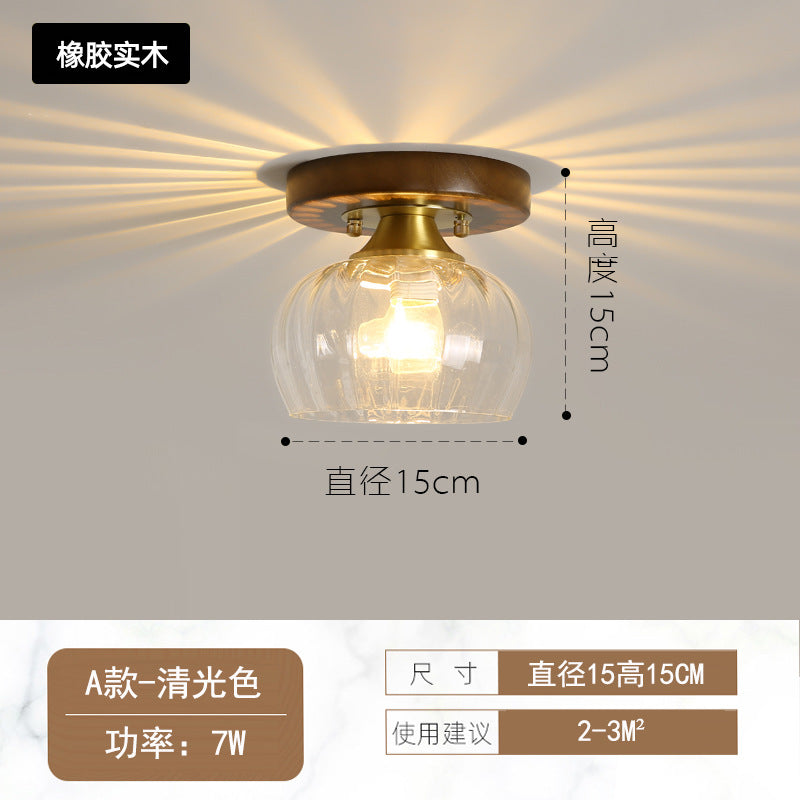 Walnut color new Chinese ceiling light corridor entrance balcony entry light personalized solid wood cloakroom Chinese lighting
