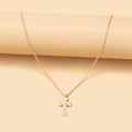 Rhinestone cross necklace wholesale - european & american style, diamond-studded pendant jewelry, women's high-end vintage autumn/winter sweater necklace