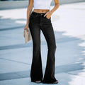 European and american stretch jeans for women - new arrival, hot-selling, elegant commute style, raw hem micro flare jeans, washed fashion denim