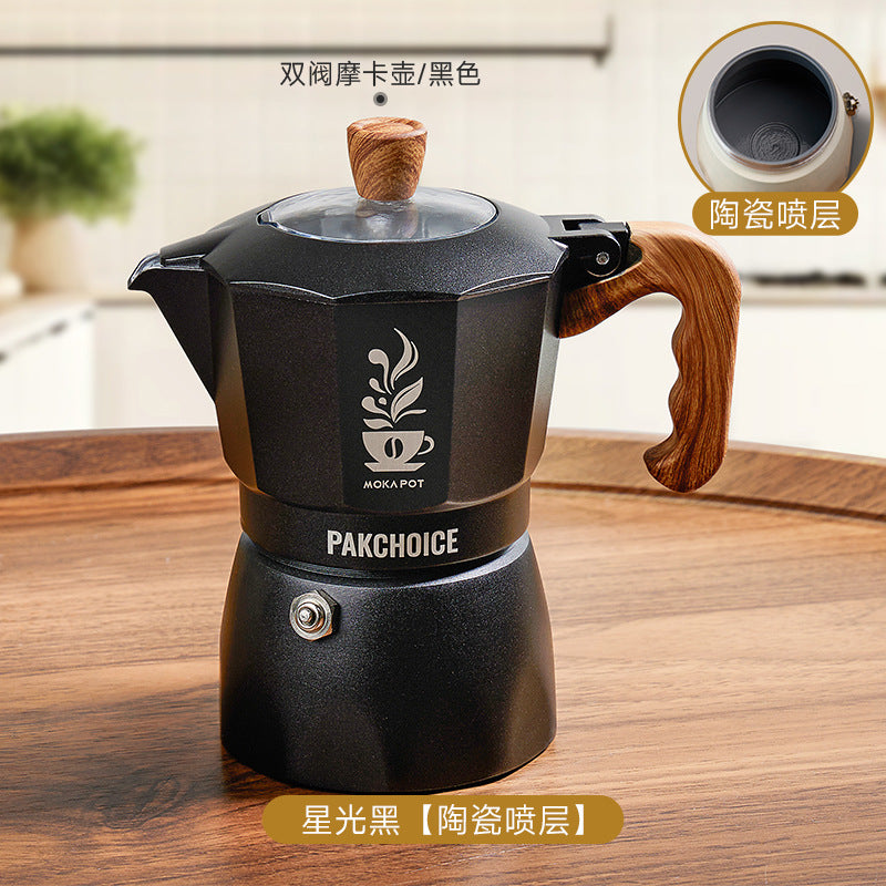 New moka pot 3rd generation double valve home italian espresso hand brew coffee maker portable coffee maker coffee set