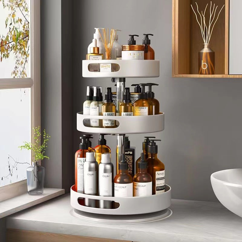 Kitchen spice rack - multifunctional countertop organizer for bottles, jars, and condiments - rotating storage shelf