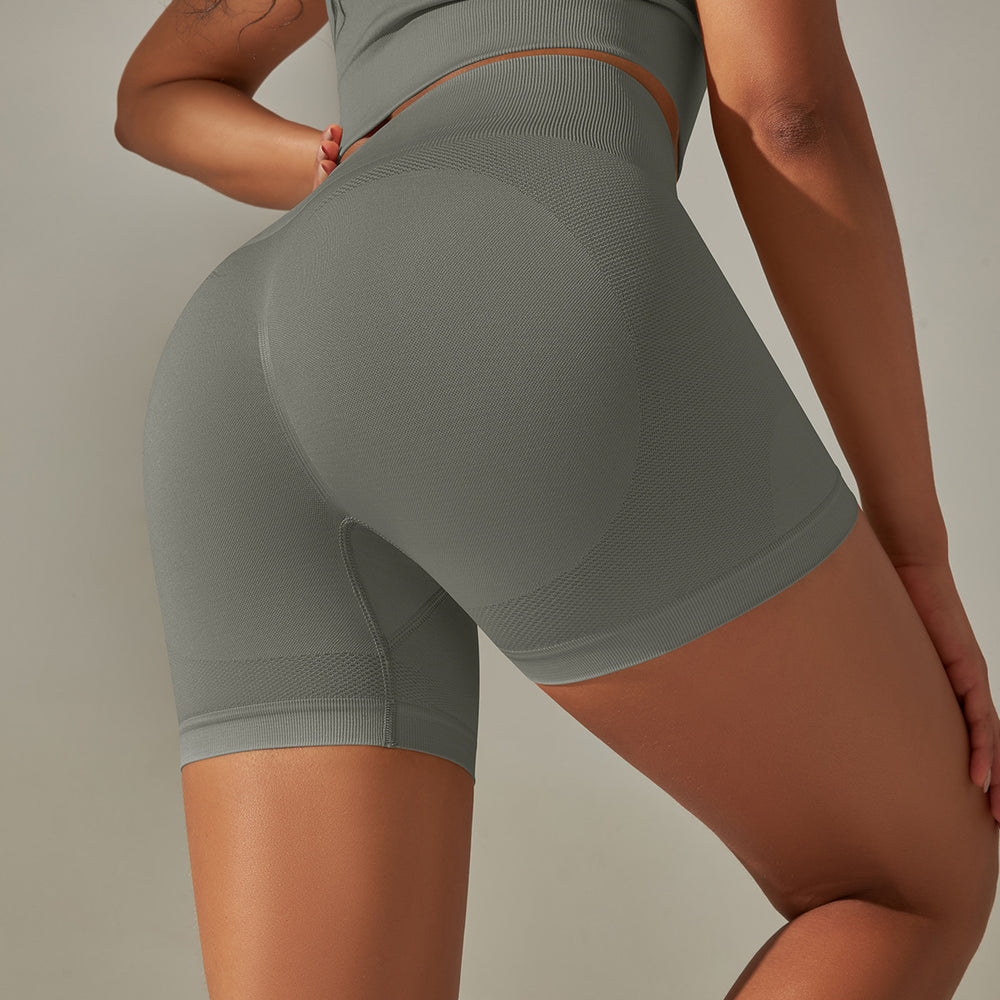 seamless peach beautiful back five-piece set pure color high waist tight jacquard beautiful back bra vest yoga pants suit