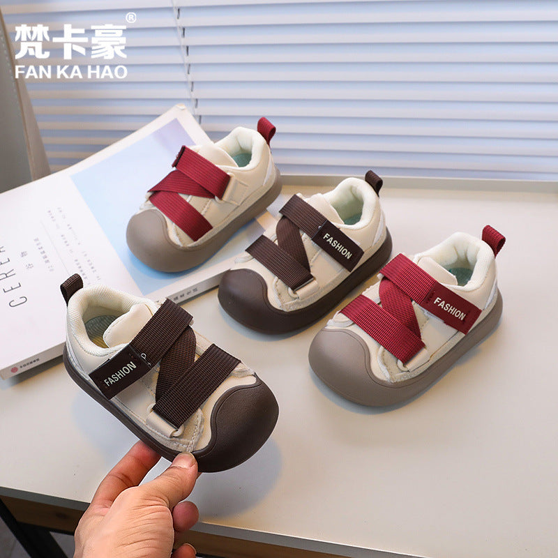 Vancahao kids' anti-kick casual shoes -  autumn new korean style boys' fashion sneakers - soft sole first walking shoes