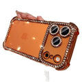 apple 17 pro max rhinestone phone case - four-corner full coverage, iphone 15 electroplated premium design