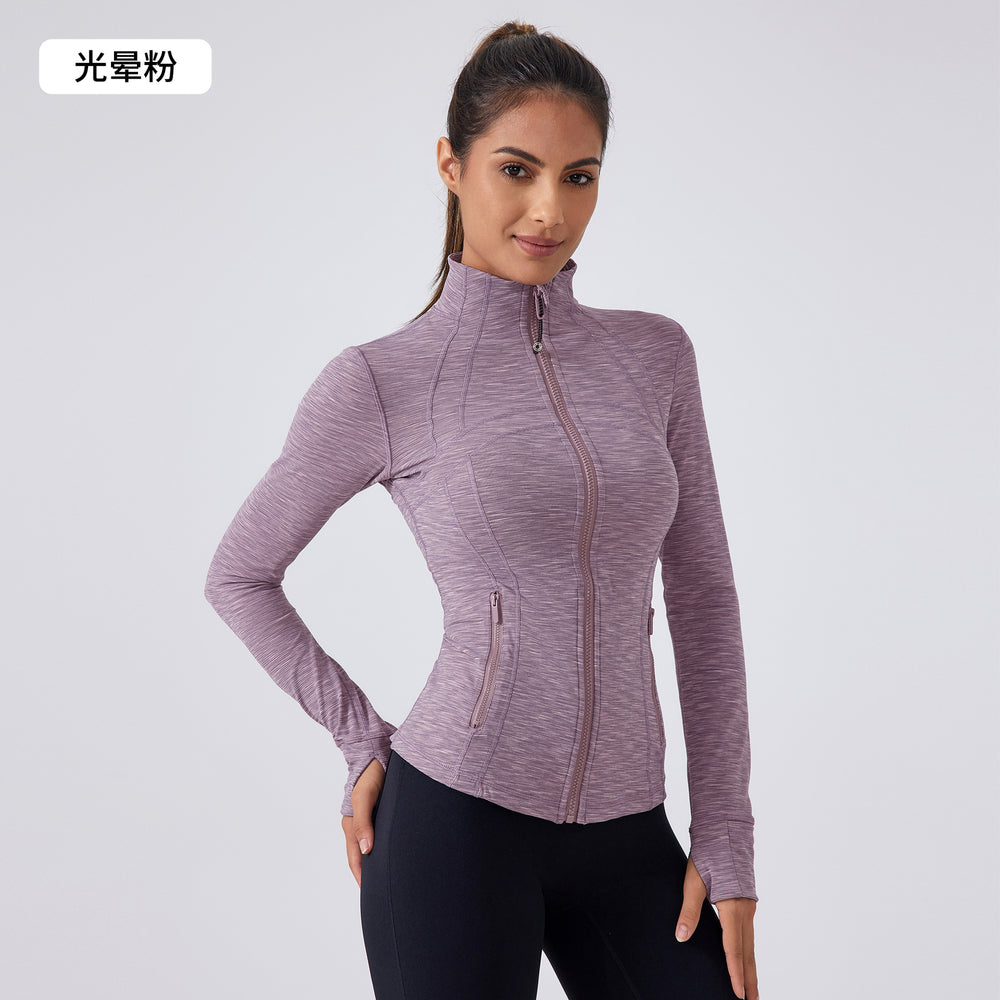Autumn new yoga jacket women's running cycling sports long sleeve slim fit stand collar workout fitness apparel daw182