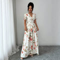 new cross-border floral dress - export quality, slim-fit, figure-flattering, vacation-ready maxi dress with botanical print
