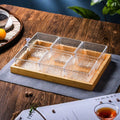 6-compartment fruit platter with transparent ripple effect + wooden tray, thickened plastic