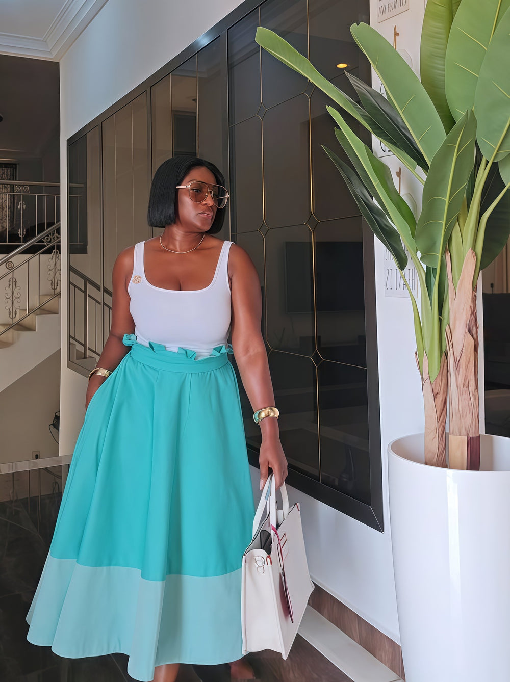 European and american cross-border chic women's fall  new collection: waist-cinching pleated a-line skirt - fashionable and versatile
