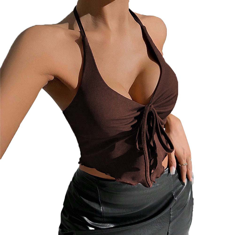 cross-border fashion: sexy halter top - new spring/summer backless crop top for women