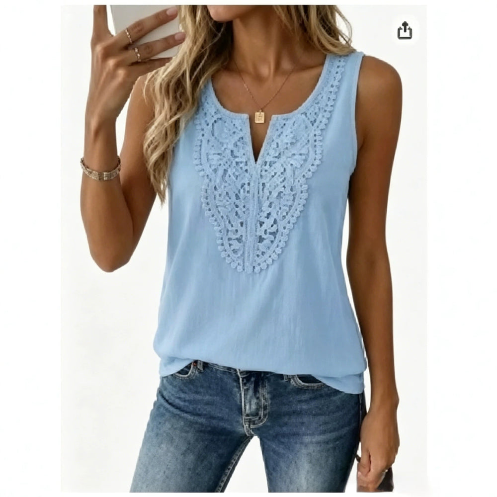european and american cross-border new v-neck fashion hollow-out eyelet top
