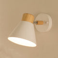 Nordic log style rotatable wall lamp white tapered soft light b&b guest room bedroom staircase casual bedside