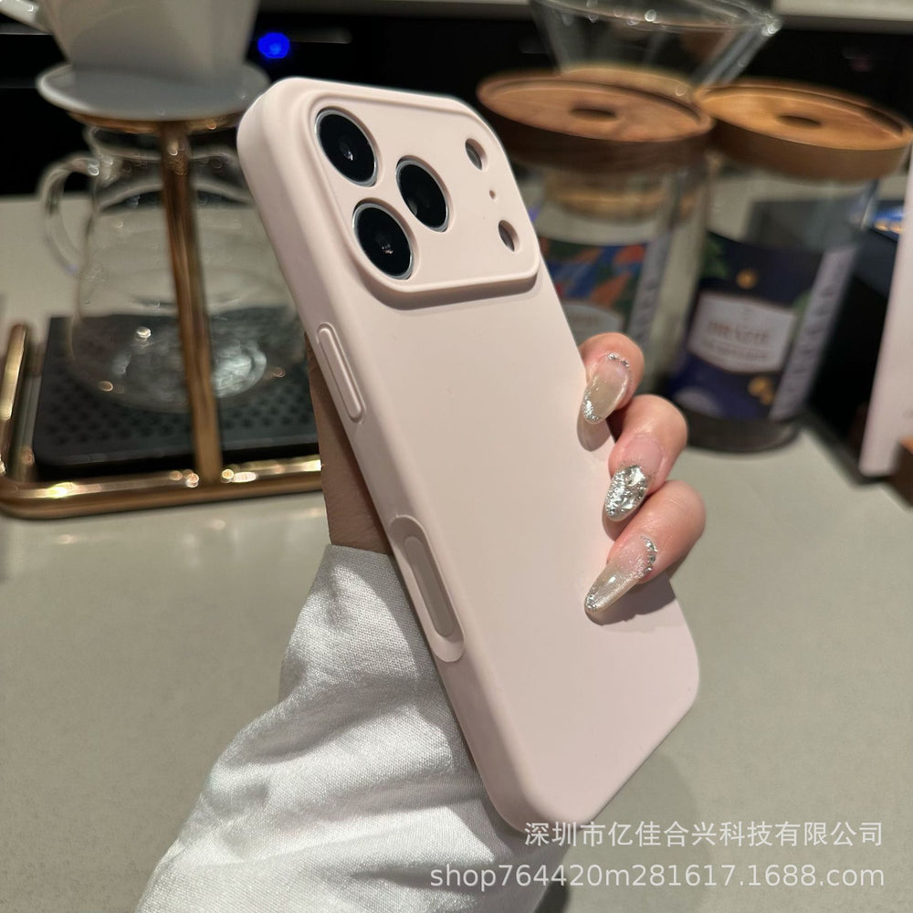 Suitable for apple 17promax fine hole liquid silicone mobile phone case 15iphone16 pure color anti-fall integrated buttons