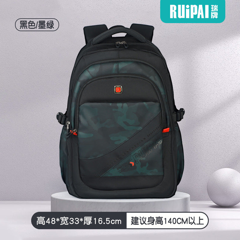 Ruipai junior high school student schoolbag for men and women, large-capacity simple backpack for men, reduce the burden on sixth-grade primary school students schoolbag