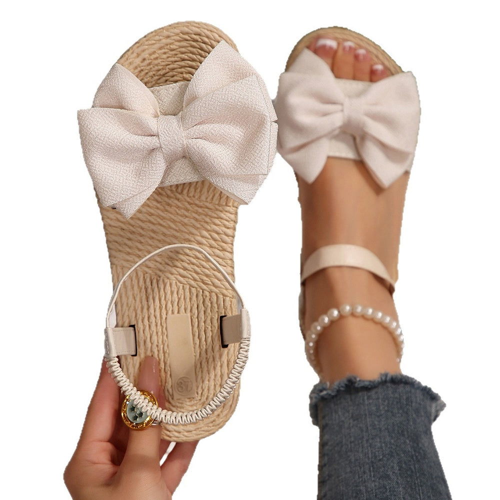 e-commerce  summer new arrival: plus size women's sandals - southeast asia style, bow accent, comfortable soft sole