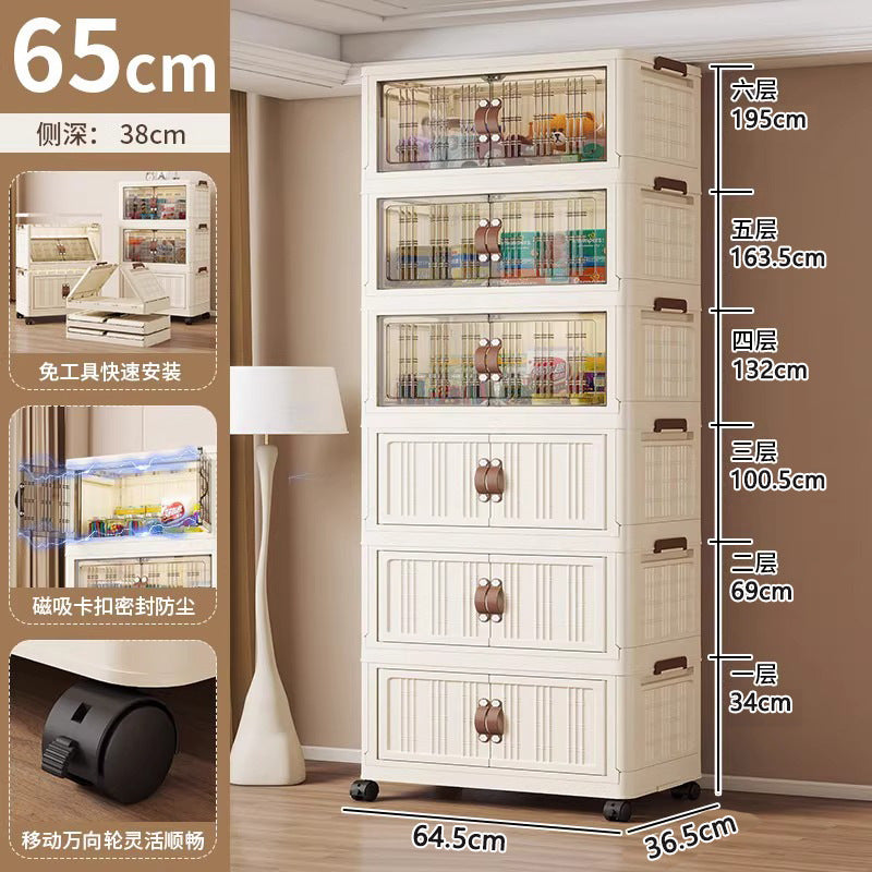 Folding cabinet double door storage cabinet large capacity bedroom baby wardrobe plastic installation-free floor-standing cabinet one piece minimum