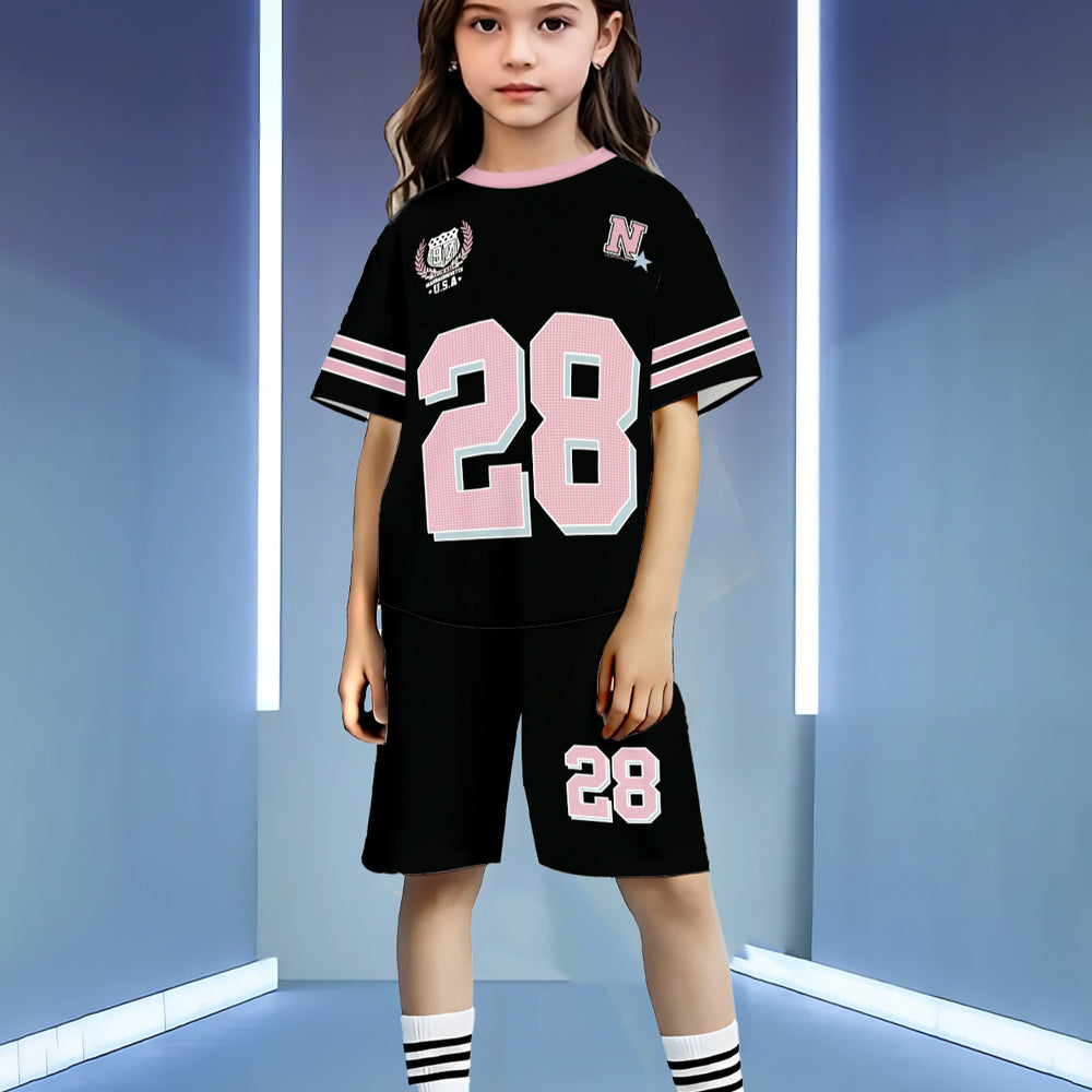 wholesale girls' short-sleeve and shorts sets, fashionable spring, summer, and autumn outfits for girls