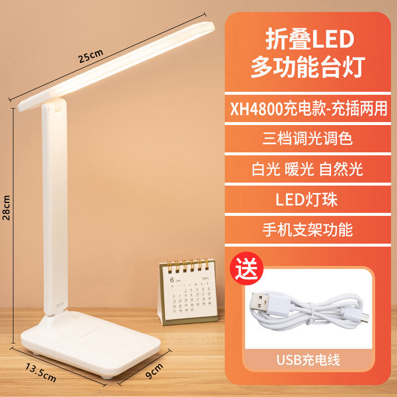 Eye-care desk lamp - touch dimming, color temperature adjustment, rechargeable study lamp for students, dorms, kids' bedrooms, and bedside use