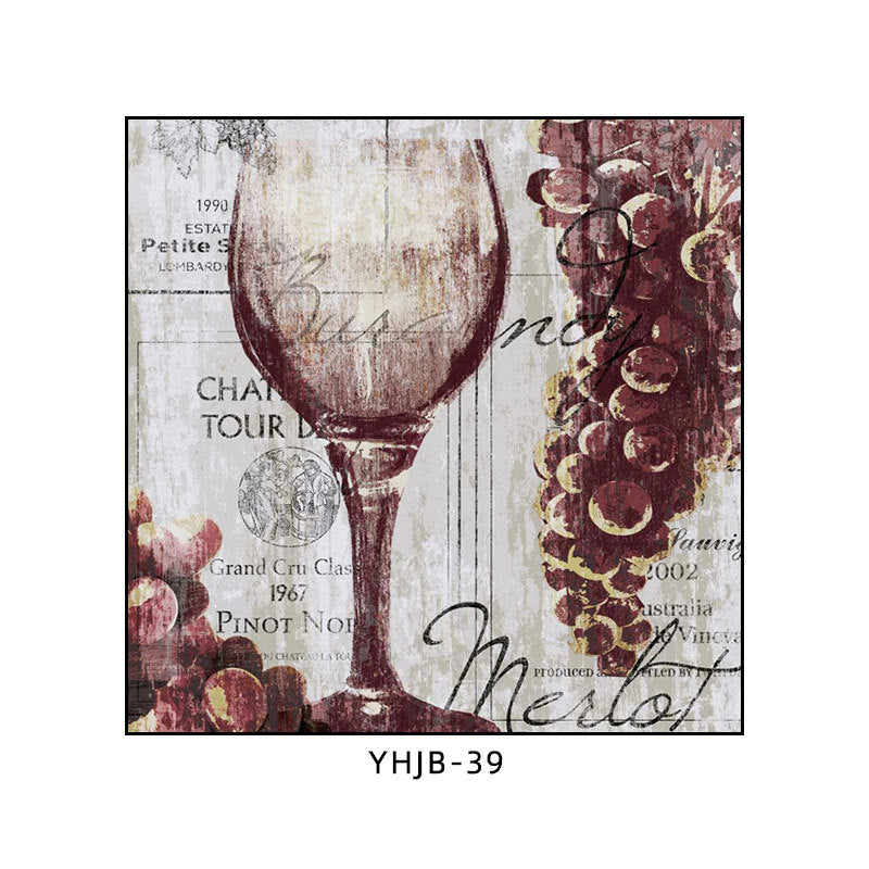 American bar decorative painting retro industrial style creative KTV box red wine glass hanging painting nostalgic wine mural