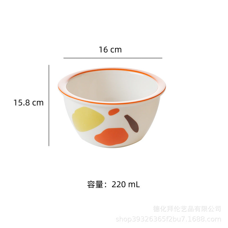 Ins scandinaviancasual style grids geometric fragments creative design color block paint bowl stylish color ceramic bowl