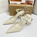 Za2025spring new product patent leather effect strap pointed toe high heel open heel stiletto mule shoes toe cap back hollow sandals