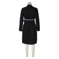 spring european women's wool blend long sleeve knit turn-down collar long coat loose trench coat outerwear