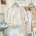 Kids' lyocell loungewear set - summer unisex 10a antibacterial three-quarter sleeve pajamas for children and teens - perfect for air conditioning