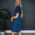 Amazon fashion independent station   fashion short sleeve multi button multi flap pocket pants skirt denim dress