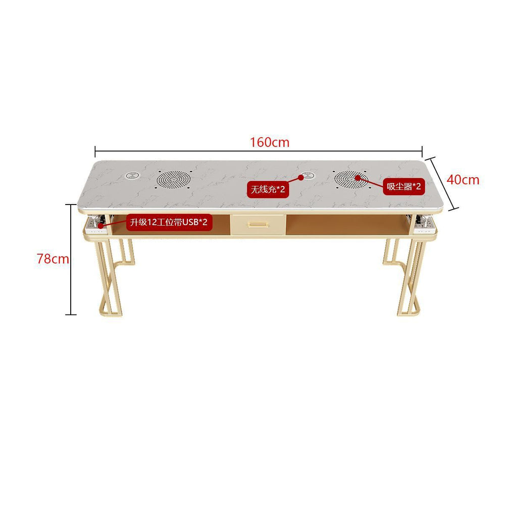 New arrivalpopular nail art table and chair suit single double light luxury vacuum cleaner makeup nail art shop manicure table imitation marble