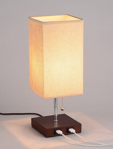 USB charging table lamp wooden base small table lamp  e-commerce  provides E26 zipper lamp holder touch dimming