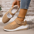 Exportplus size hole flats women's  summer new lightweight cut outthick sole velcro sandals  cross-border