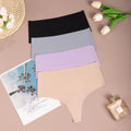 European and american seamless ice silk women's panties high waist invisible solid color briefs ladies comfortable plus size underwear wholesale